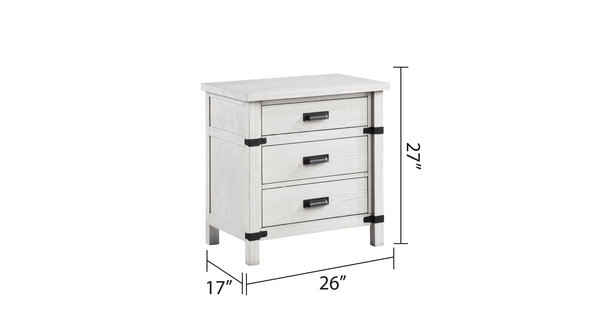 Loretta Modern Style 3 Drawer Night Stand Made With Wood In Antique White Antique White 3 Drawers Bedroom Bedside Cabinet Modern Drawers Antique Solid Wood Mdf Wood