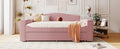 Full Size Upholstered Daybed With Storage Armrests, Trundle And Latest Integrated Bluetooth Audio System, Teddy Fleece, Pink Pink Fleece