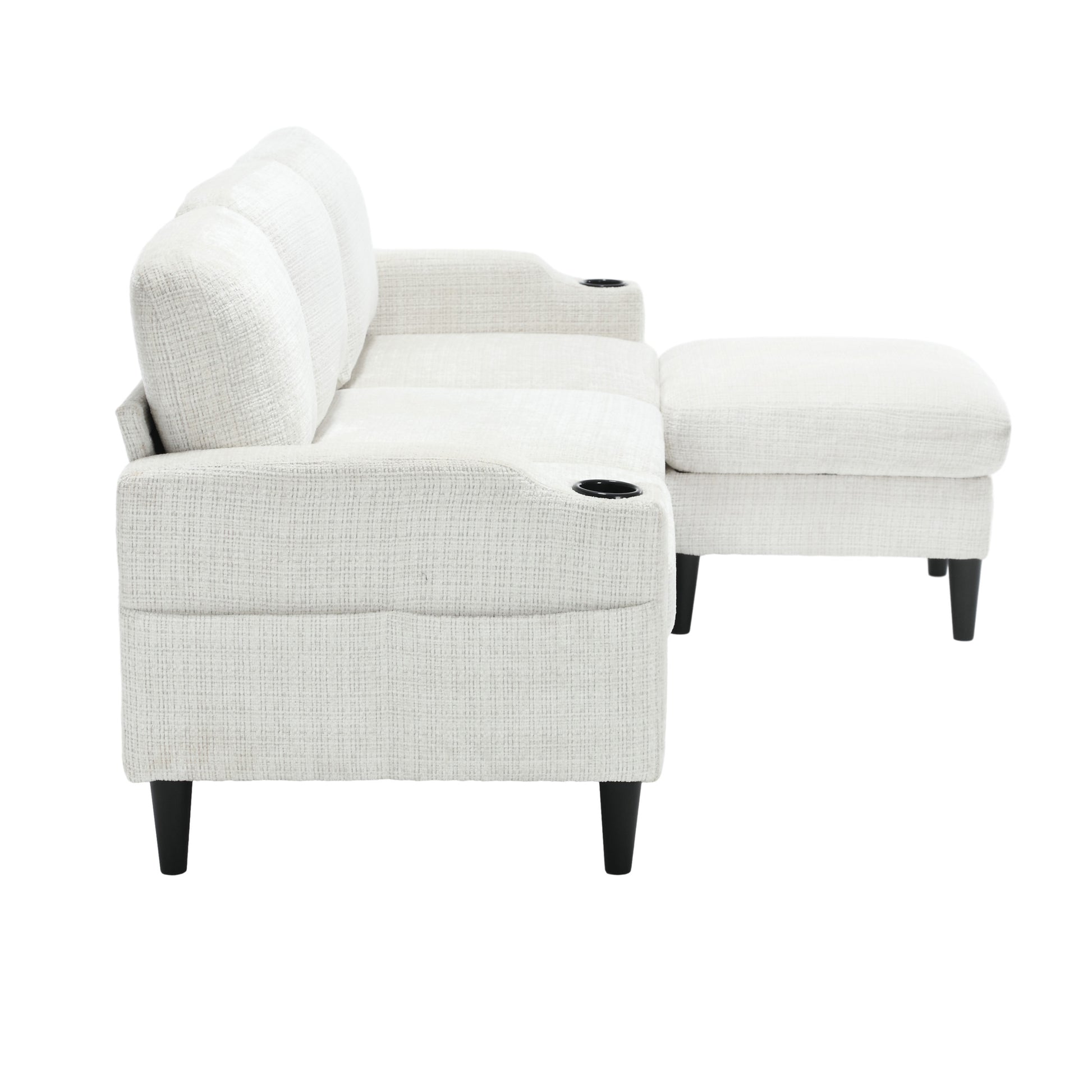 United Storage Sofa Living Room Sofa Cozy Sectional Sofa Beige Chenille 3 Seat