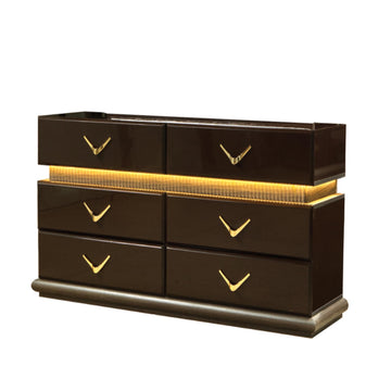 Dunhill Modern Style 6 Drawer Dresser Made With Wood In Brown Brown Bedroom Modern Solid Wood Mdf Wood