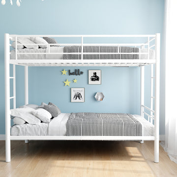 Bunk Bed Twin Over Twin Size With Ladder And High Guardrail, Able To Split, Metal Bunk Bed, Storage Space, Noise Free,White Twin White Metal Metal