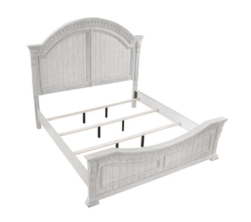 Transitional Style Queen Bed Made With Wood In Antique White Box Spring Required Queen Antique White Wood White Bedroom Transitional Slat Beds Solid Wood Mdf Wood