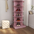 Pink 360 Rotating Shoe Cabinet 6 Layers Pink Plywood