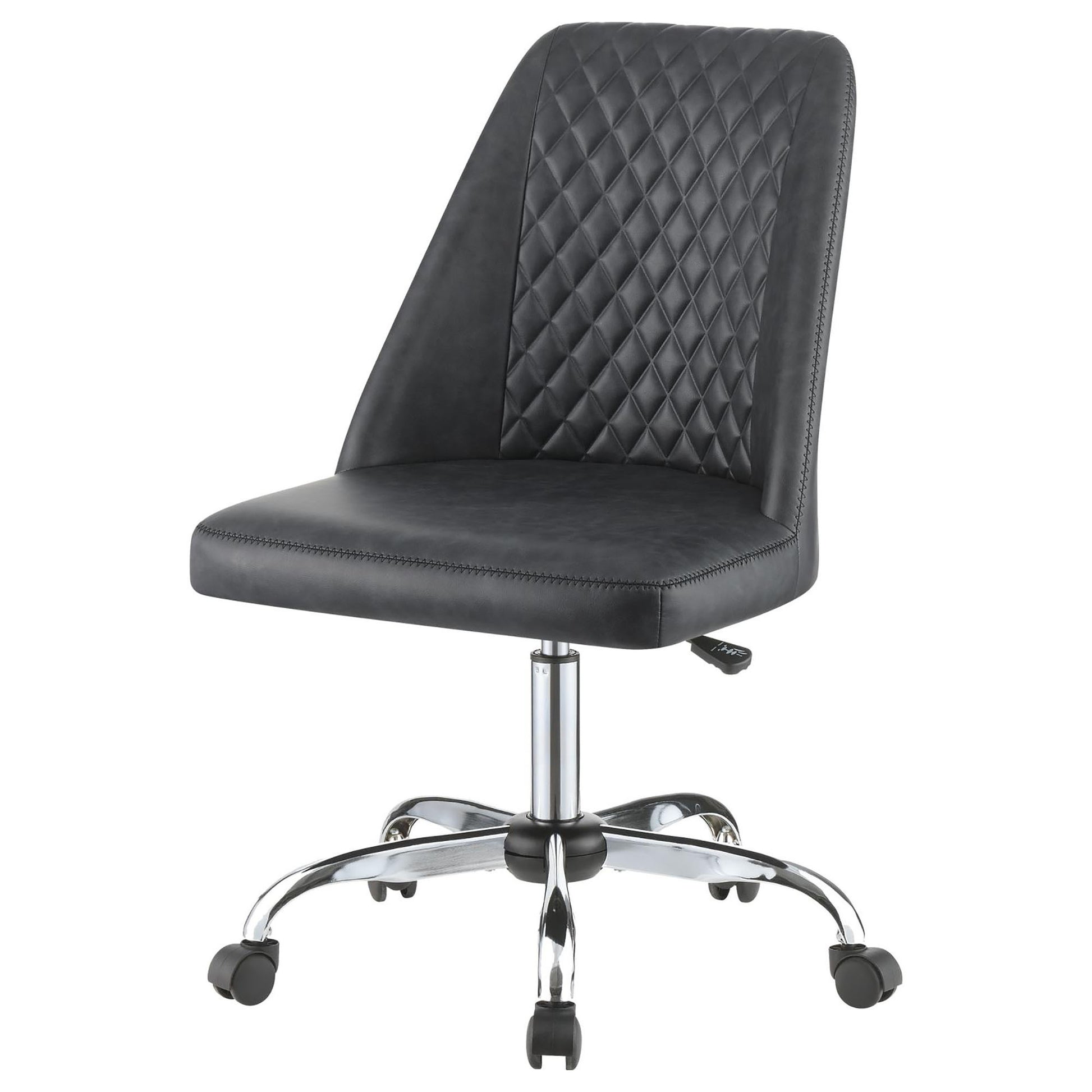 Grey And Chrome Adjustable Desk Chair Grey Office Spot Clean Contemporary,Modern Office Chairs Foam Casters Upholstered