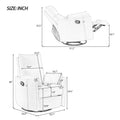 Upholstered Swivel Recliner Manual Rocker Recliner Chair Baby Nursery Chair With Two Removable Pillows For Living Room, Beige Beige Foam Linen