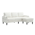United Storage Sofa Living Room Sofa Cozy Sectional Sofa Beige Chenille 3 Seat