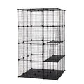 3 Tier Wire Cat Cage, Large Kennels Playpen With 3 Platforms, 3 Ramp Ladders And 4 Doors, Black Black Metal