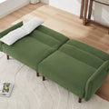 Convertible Futon Sofa Bed, Adjustable Couch Sleeper, Modern Couch Corduroy Fabric Comfy Sofa Bed With Wooden Legs & 2 Pillows For Apartment, Living Room, Studio. Green Green Foam Fabric