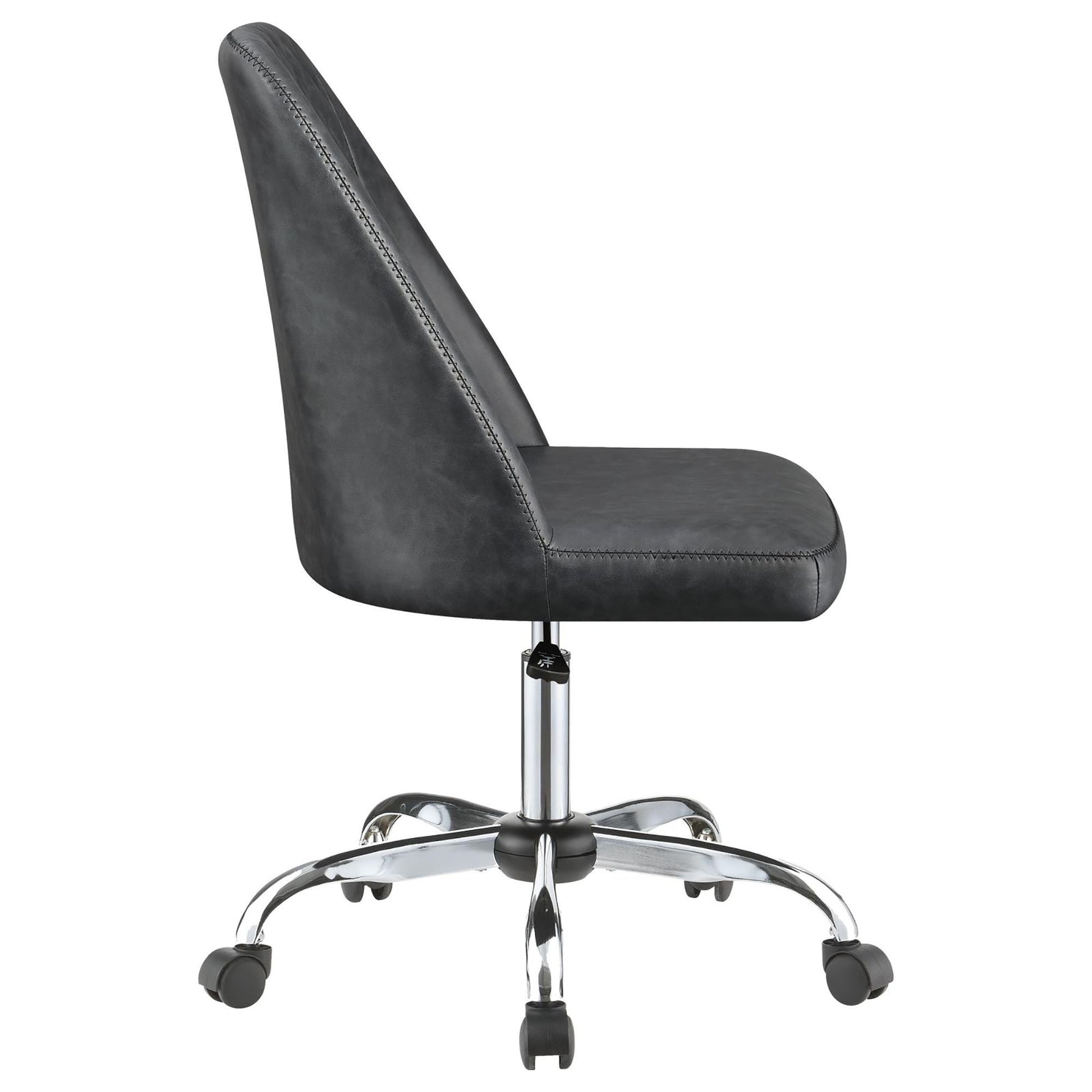 Grey And Chrome Adjustable Desk Chair Grey Office Spot Clean Contemporary,Modern Office Chairs Foam Casters Upholstered