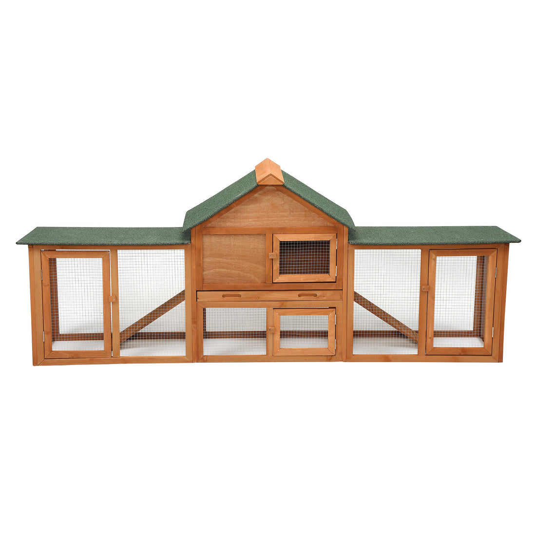 Large Wooden Rabbit Hutch Indoor And Outdoor Bunny Cage With A Tray And Runs For Small Animals, Orange Orange Wood