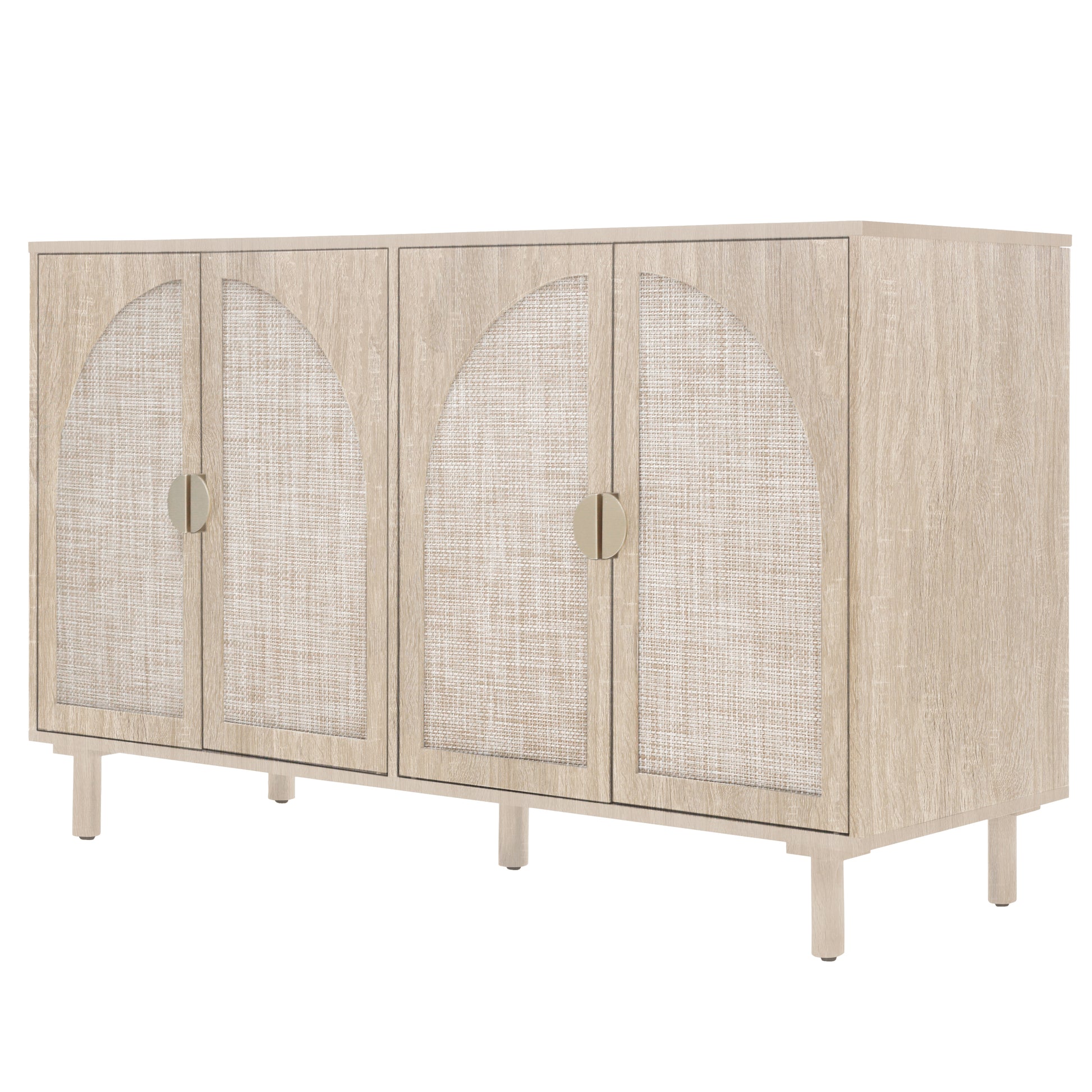 4 Door Cabinet, Suitable For Bedroom, Living Room, Study Natural Mdf