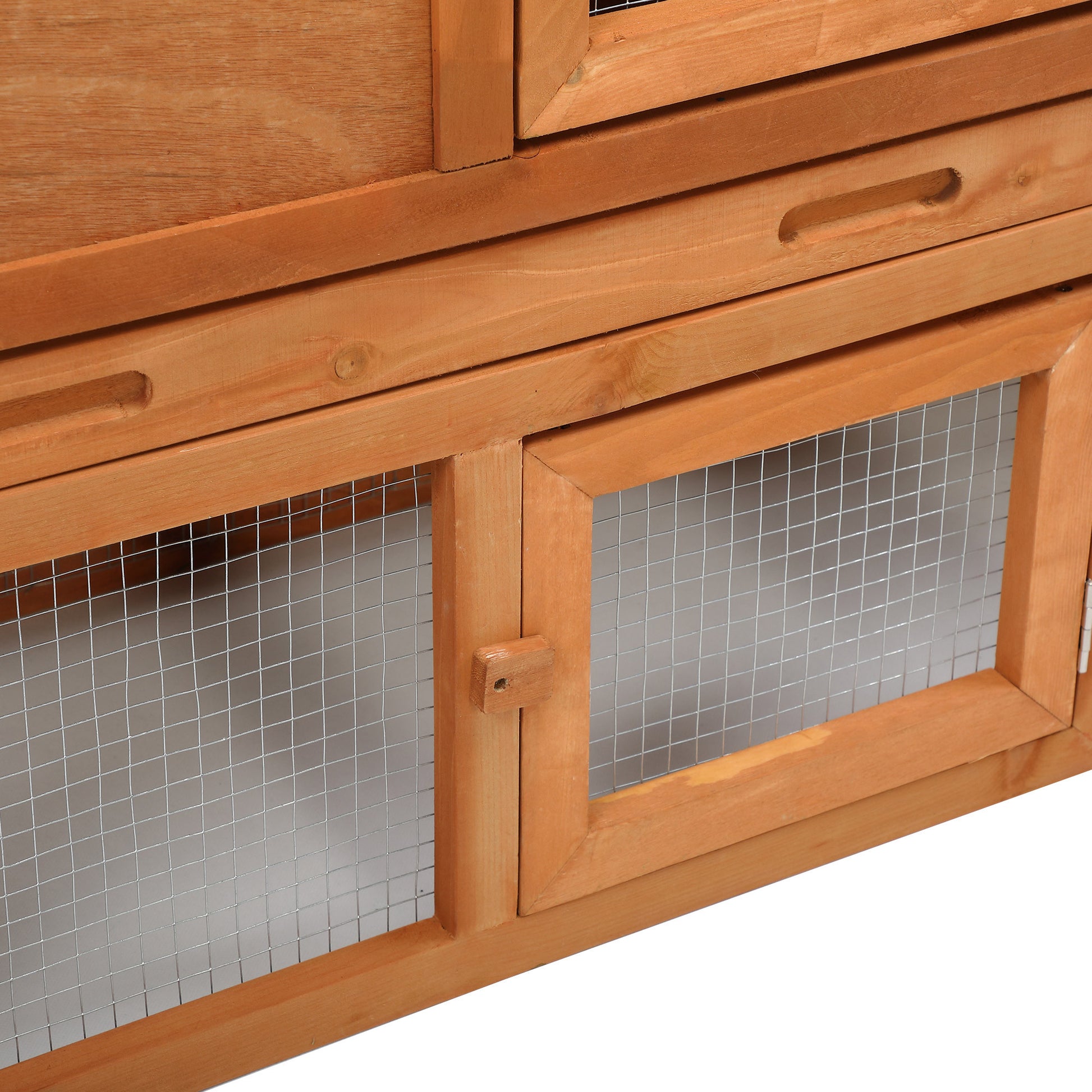 Large Wooden Rabbit Hutch Indoor And Outdoor Bunny Cage With A Tray And Runs For Small Animals, Orange Orange Wood