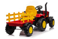 Ride On Tractor, 12 V Battery Powered Electric Vehicle Toy W Remote Control,Music, Led Lights, Removable Trailer Bucket, Safety Belt Red Plastic