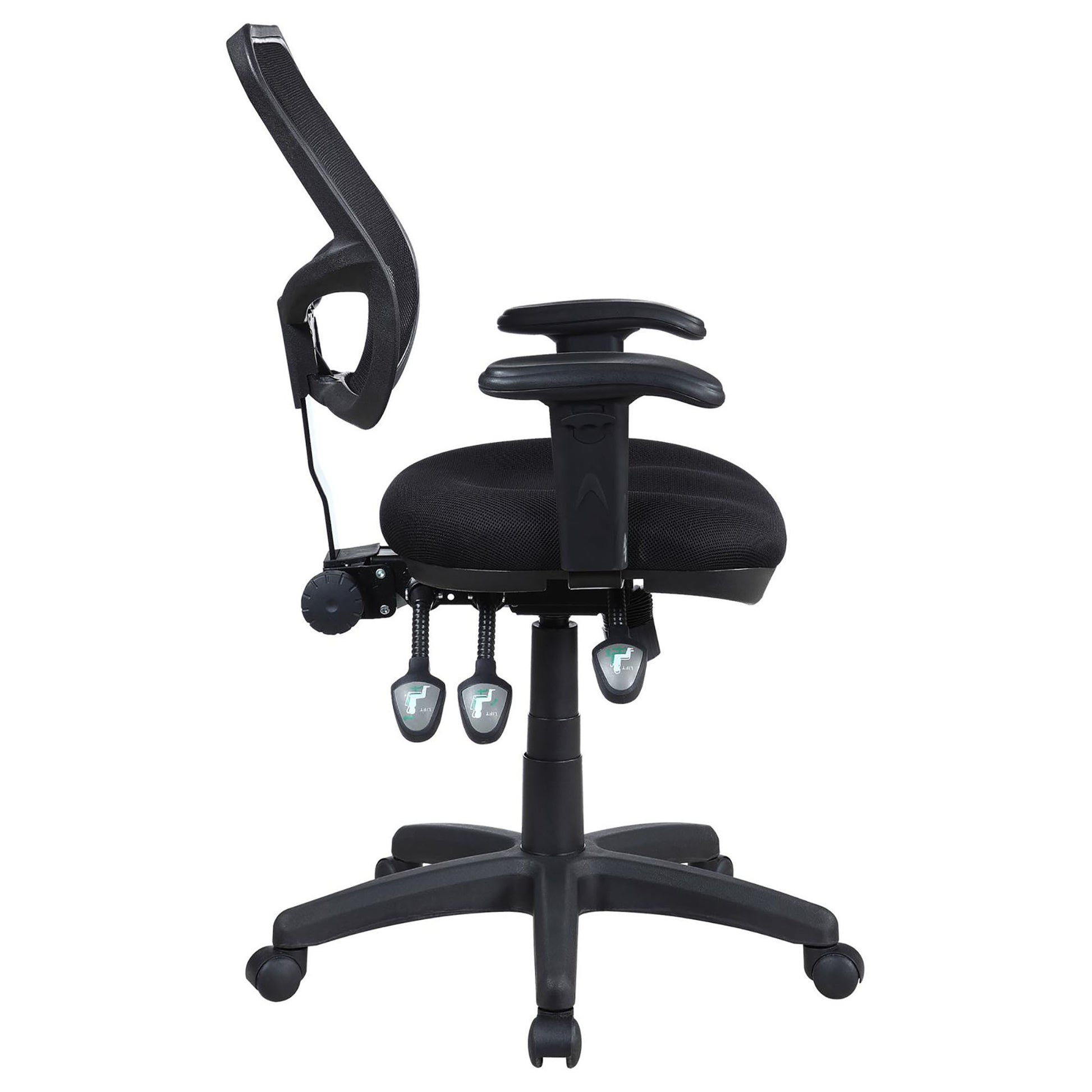 Black Swivel Office Chair With Armrest Black Office Contemporary,Modern Office Chairs Solid Back Foam Adjustable Height Upholstered