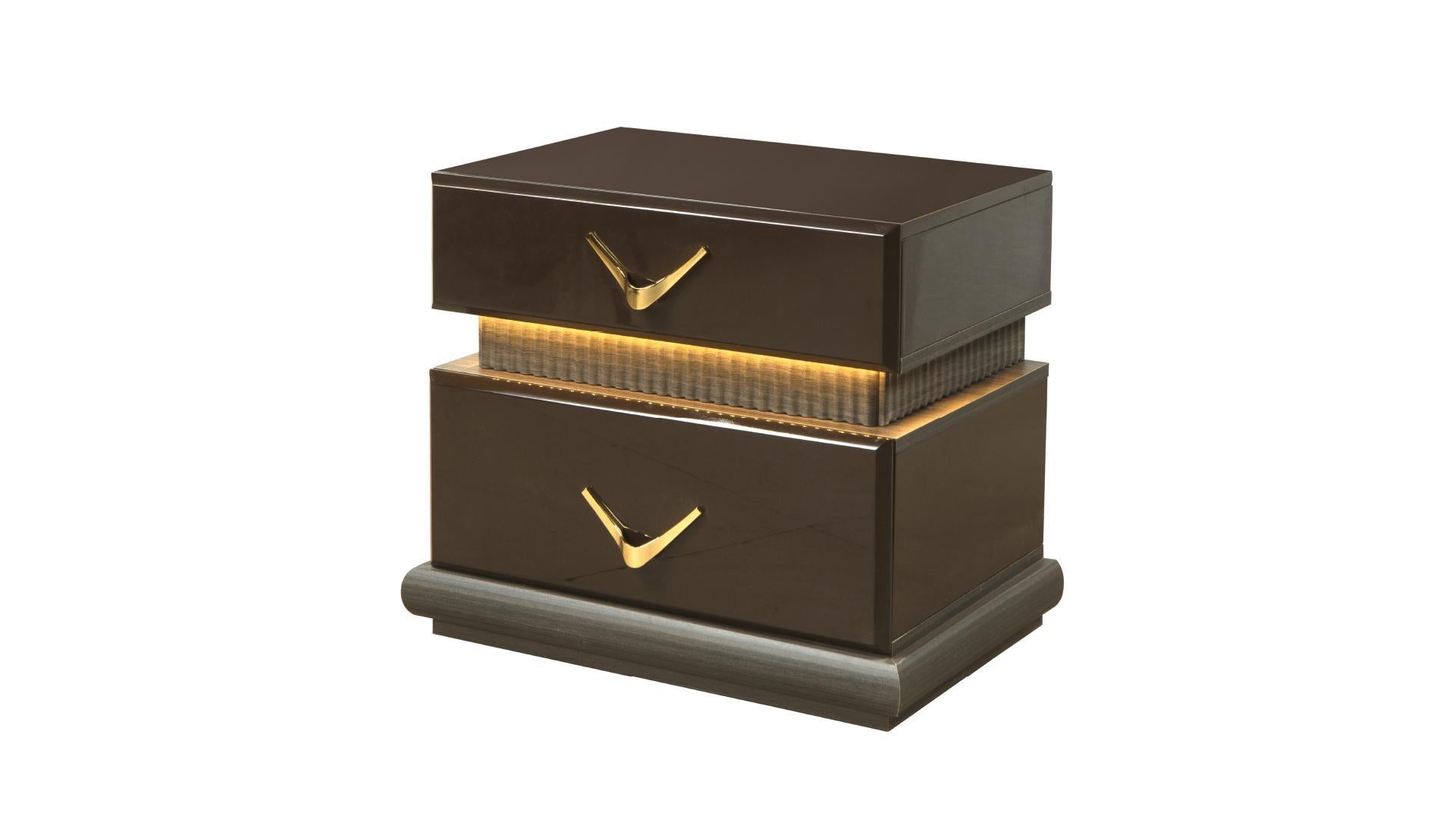 Dunhill Modern Style 2 Drawer Night Stand Made With Wood In Brown Brown 2 Drawers Bedroom Bedside Cabinet Modern Dovetail Joints Solid Wood Mdf Wood