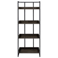 Dark Oak And Sandy Black 4 Shelf Open Back Bookcase 4 Black Standard Horizontal Office Open Back Wood Industrial Wood