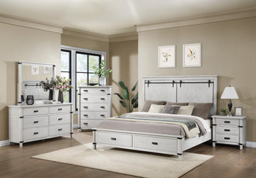 Loretta Modern Style 5 Pc King Bedroom Set Made With Wood In Antique White Box Spring Not Required King Antique White Wood 5 Piece Set Bedroom Bed Included,Chest Included,Dresser Included,Mirror Included,Nightstand Included Modern Solid Wood Mdf Wood