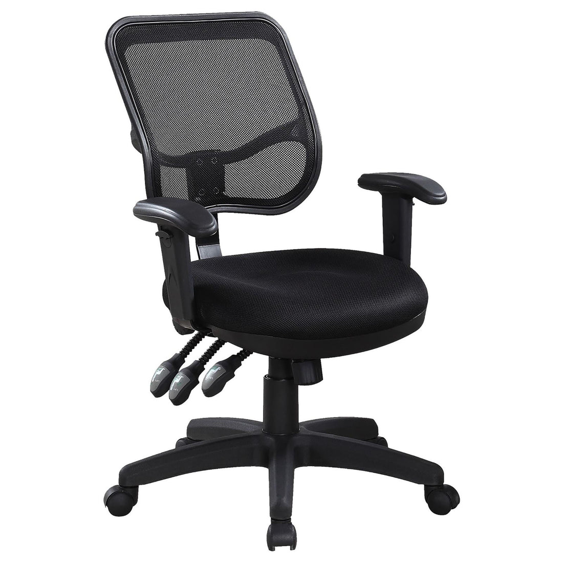 Black Swivel Office Chair With Armrest Black Office Contemporary,Modern Office Chairs Solid Back Foam Adjustable Height Upholstered