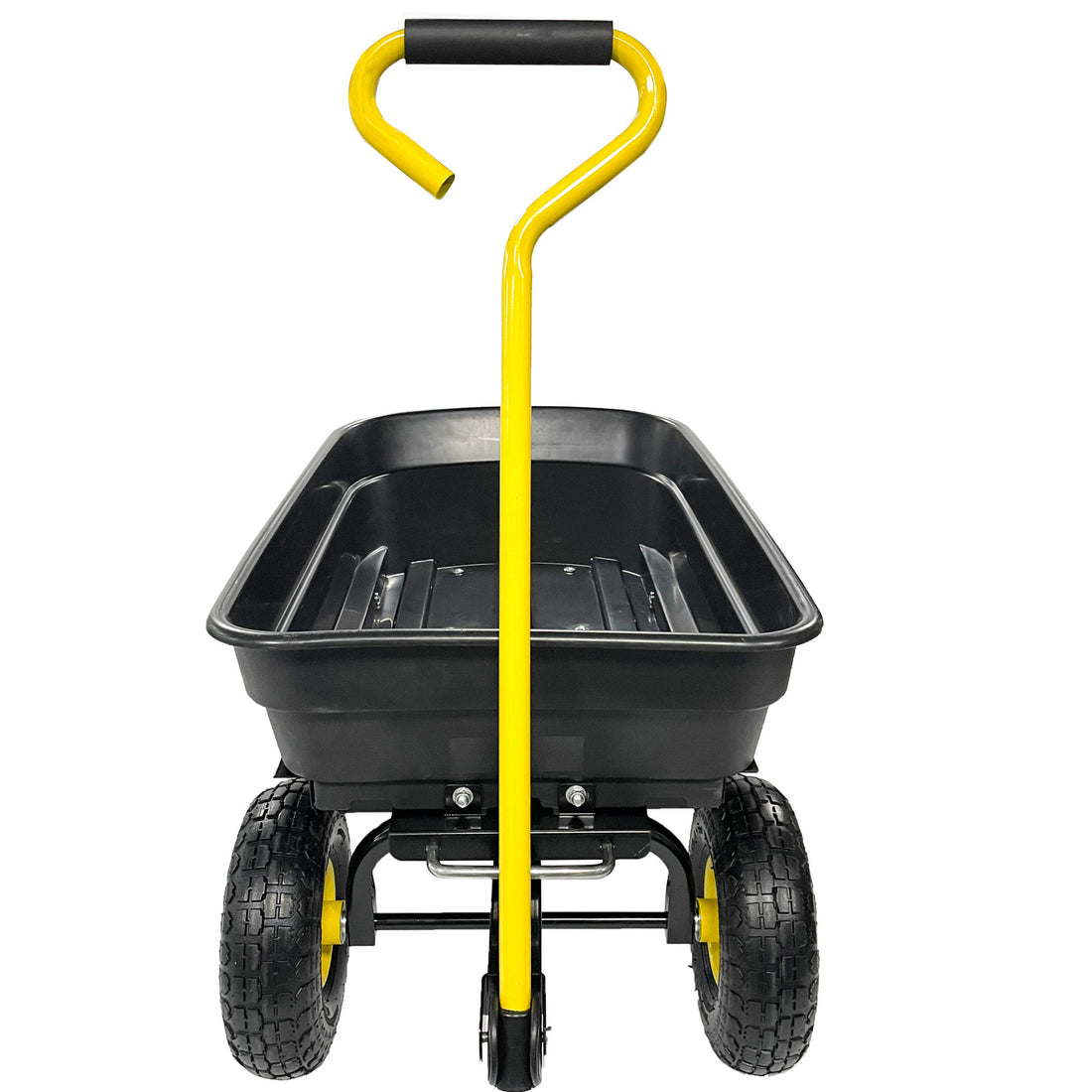 Garden Dump Cart With Steel Frame Outdoor Wagon With 10 Inch Pneumatic Tires, 55L Capacity, Black Black Iron Plastic