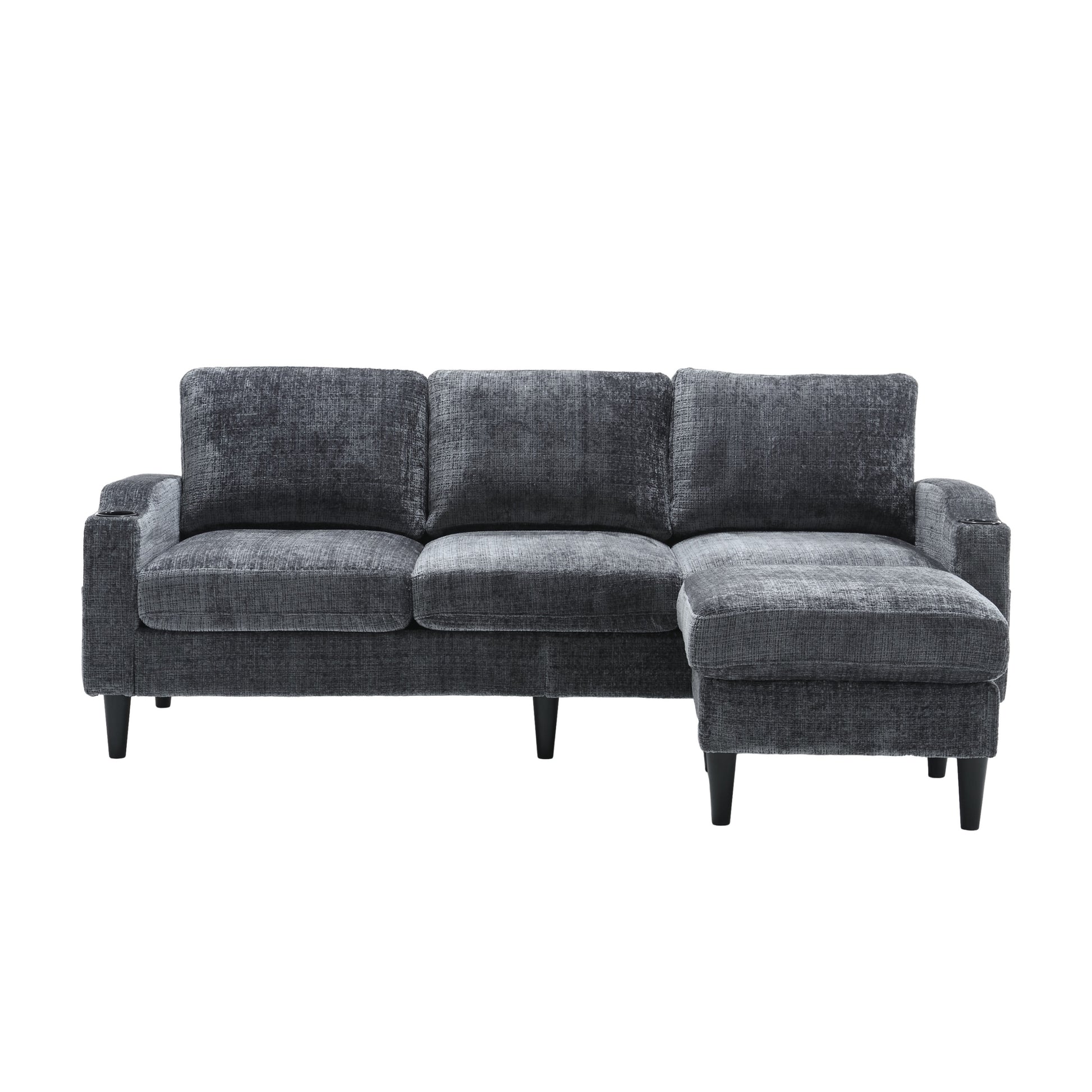 United Storage Sofa Living Room Sofa Cozy Sectional Sofa Grey Polyester 3 Seat