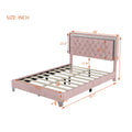 Full Size Upholstered Bed Frame With Led Lights,Modern Velvet Platform Bed With Tufted Headboard,Pink Pink Velvet