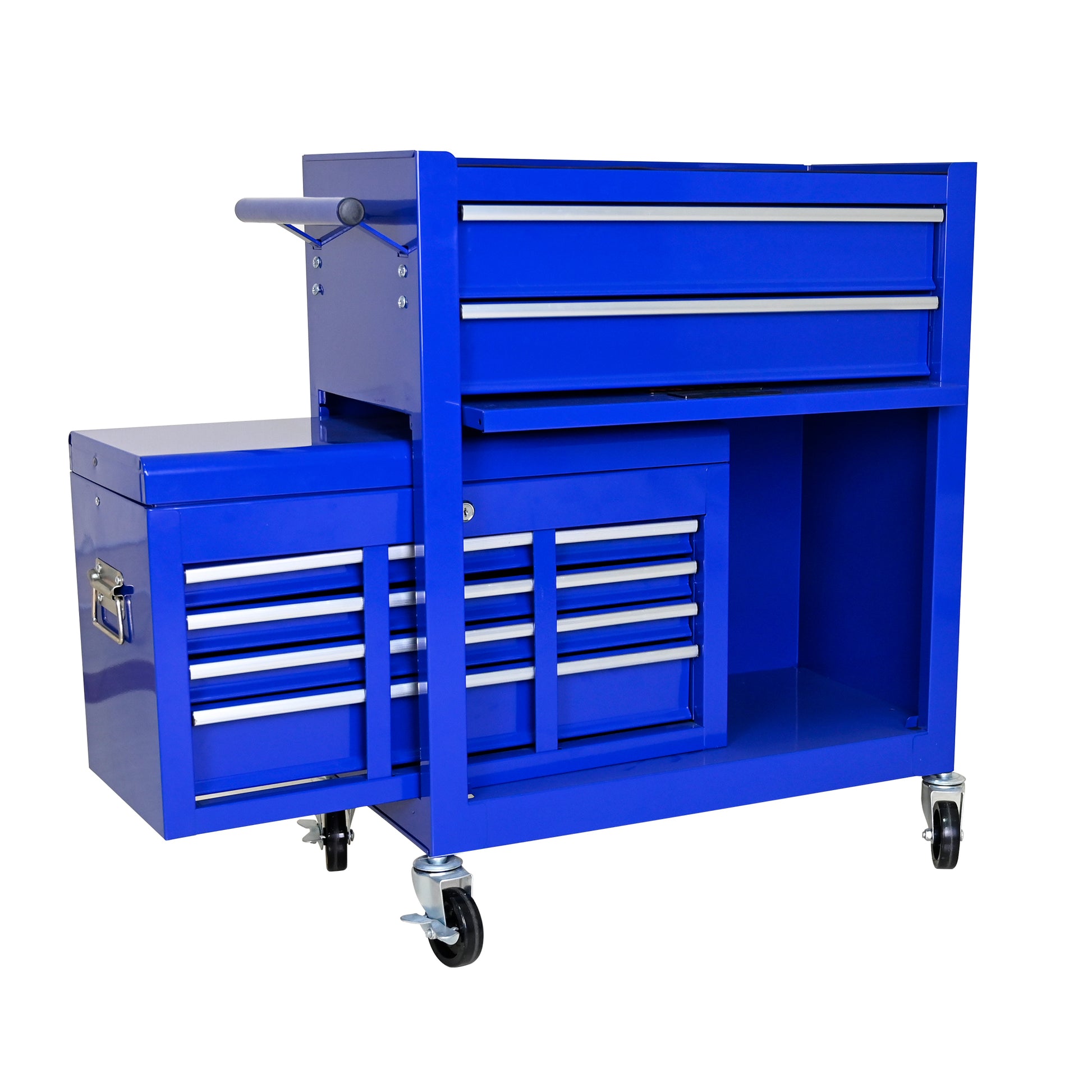 High Capacity Rolling Tool Chest With Wheels And Drawers, 8 Drawer Tool Storage Cabinet Blue Navy Blue Steel