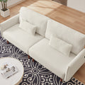 Convertible Futon Sofa Bed, Adjustable Couch Sleeper, Modern Couch Corduroy Fabric Comfy Sofa Bed With Wooden Legs & 2 Pillows For Apartment, Living Room, Studio. Ivory Ivory Foam Corduroy