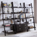 Cappuccino Ladder 5 Shelf Bookcase 5 Brown Ladder Horizontal Office Open Back Wood Contemporary,Modern Wood