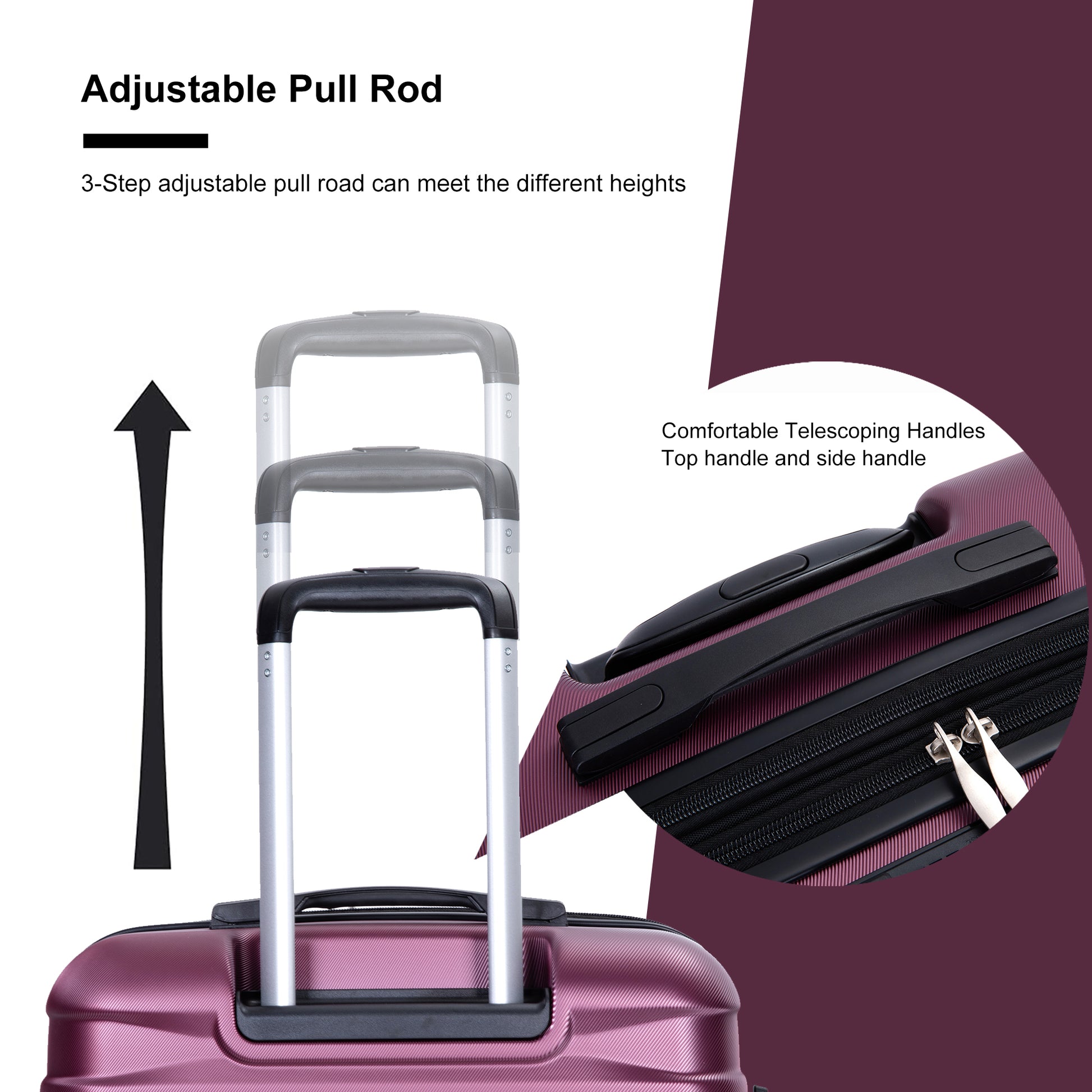 3 Piece Luggage Sets Pc Lightweight & Durable Expandable Suitcase With Two Hooks, Double Spinner Wheels, Tsa Lock, 21 25 29 Wine Red Wine Red Pc