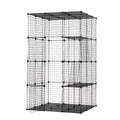 3 Tier Wire Cat Cage, Large Kennels Playpen With 3 Platforms, 3 Ramp Ladders And 4 Doors, Black Black Metal