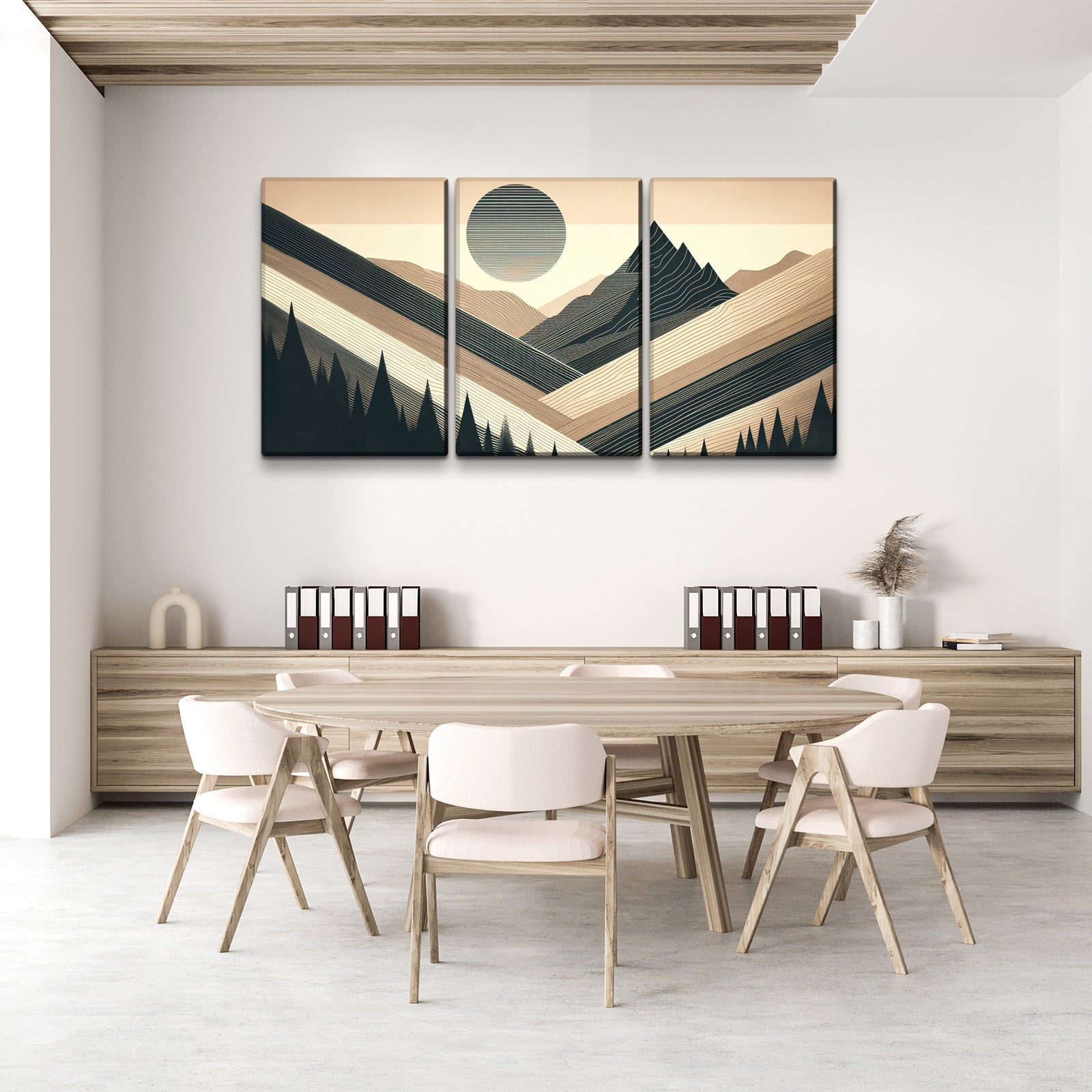 3 Panels Framed Abstract Wood Grain Boho Style Mountain & Forest Canvas Wall Art Decor,3 Pieces Mordern Canvas Decoration Painting For Office,Dining Room,Living Room, Bedroom Decor Ready To Hang Rectangle Framed Multicolor Oversized 41In Canvas Nature