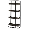 Dark Oak And Sandy Black 4 Shelf Open Back Bookcase 4 Black Standard Horizontal Office Open Back Wood Industrial Wood