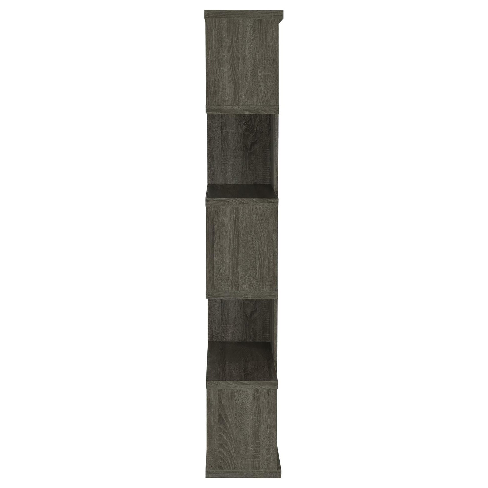 Weathered Grey 5 Shelf Bookcase 5 Grey Gray Standard Horizontal Office Open Back Wood Transitional Wood