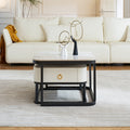 Modern Marble Nesting Table, Coffee Table Set Of 2 End Table For Living Room,Stacking Side Tables, For Living Room Bedroom, Accent Tea Table With Metal Frame, Sturdy And Easy Assembly, Black Black Sintered Stone