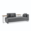 Linen Fabric 3 Seat Sofa With Two End Tables And Two Pillows, Removable Back And Armrest, Morden Style Upholstered 3 Seat Couch For Living Room Grey Linen Wood Medium Soft Loose Back Eucalyptus Square Arms Foam 3 Seat