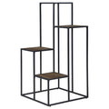 Rustic Brown And Black 4 Tier Display Shelf 4 Black Brown Primary Living Space Open Back Wood Industrial Metal