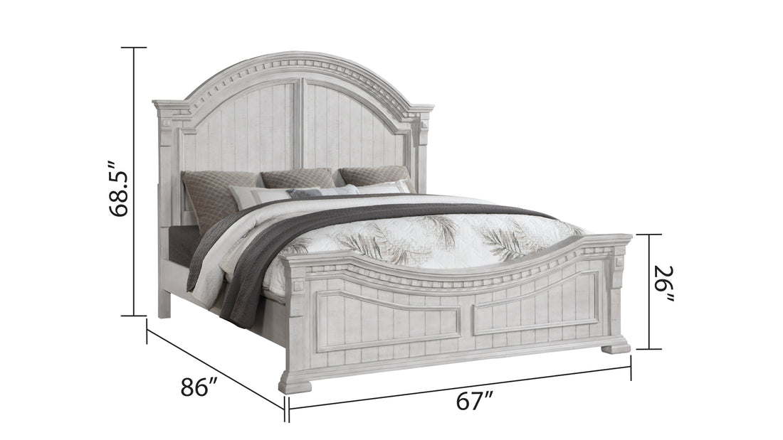 Transitional Style 5 Pc Queen Bedroom Set Made With Wood In Antique White Box Spring Required Queen Antique White Wood 5 Piece Set Bedroom Bed Included,Chest Included,Dresser Included,Mirror