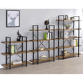 Antique Nutmeg And Black 4 Tier Open Back Bookcase 4 Brown Etagere Horizontal Office Open Back Wood Farmhouse,Rustic Wood