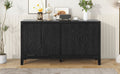 4 Door Retro Sideboard With Adjustable Shelves, Two Large Cabinet With Long Handle, For Living Room And Dining Room Black Black Mdf