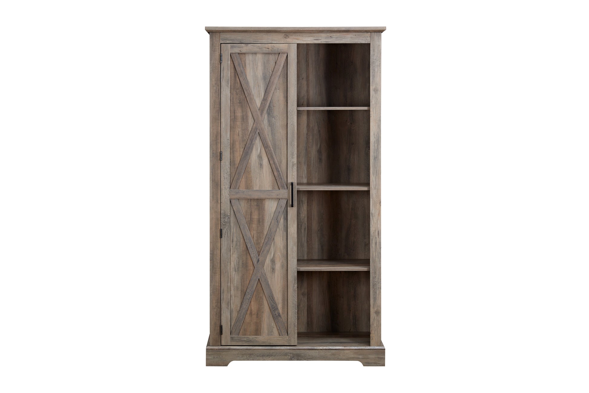 Tall Storage Cabinet Barn Door Storage Country Wood Rustic Farmhouse Pantry Cupboard Sliding Door Kitchen Organizer Furniture Home Drawer Shelves 39.37*15.75*74.4 Gray Wash Gray Wash Mdf