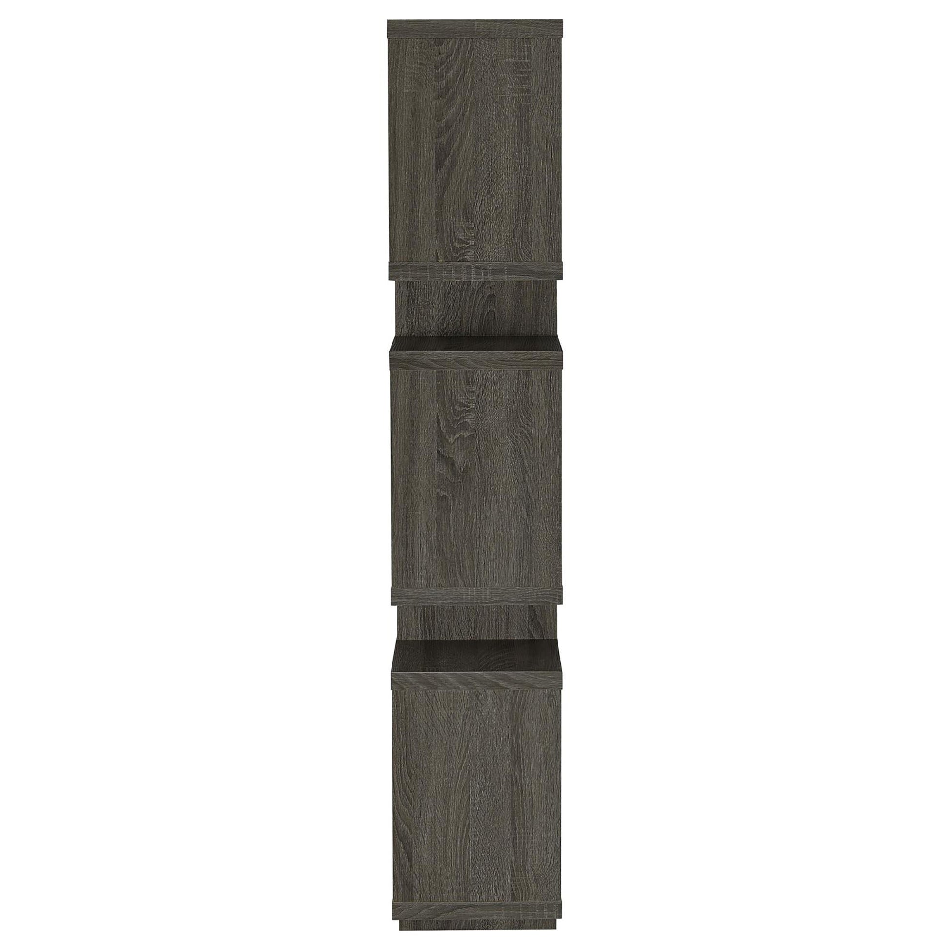 Weathered Grey 5 Shelf Bookcase 5 Grey Gray Horizontal Office Open Back Wood Contemporary,Modern Wood