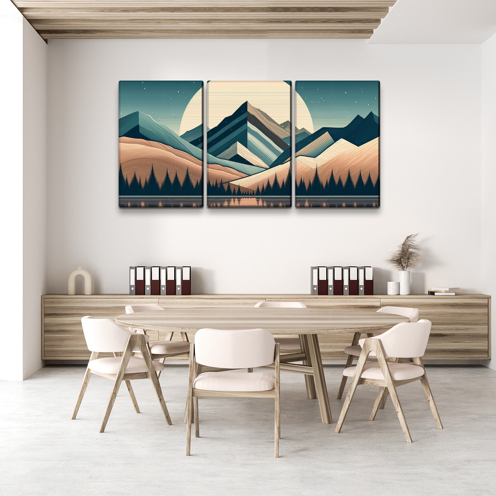 3 Panels Framed Abstract Wood Grain Boho Style Mountain & Forest Canvas Wall Art Decor,3 Pieces Mordern Canvas Decoration Painting For Office,Dining Room,Living Room, Bedroom Decor Ready To Hang Rectangle Framed Multicolor Oversized 41In Canvas Nature