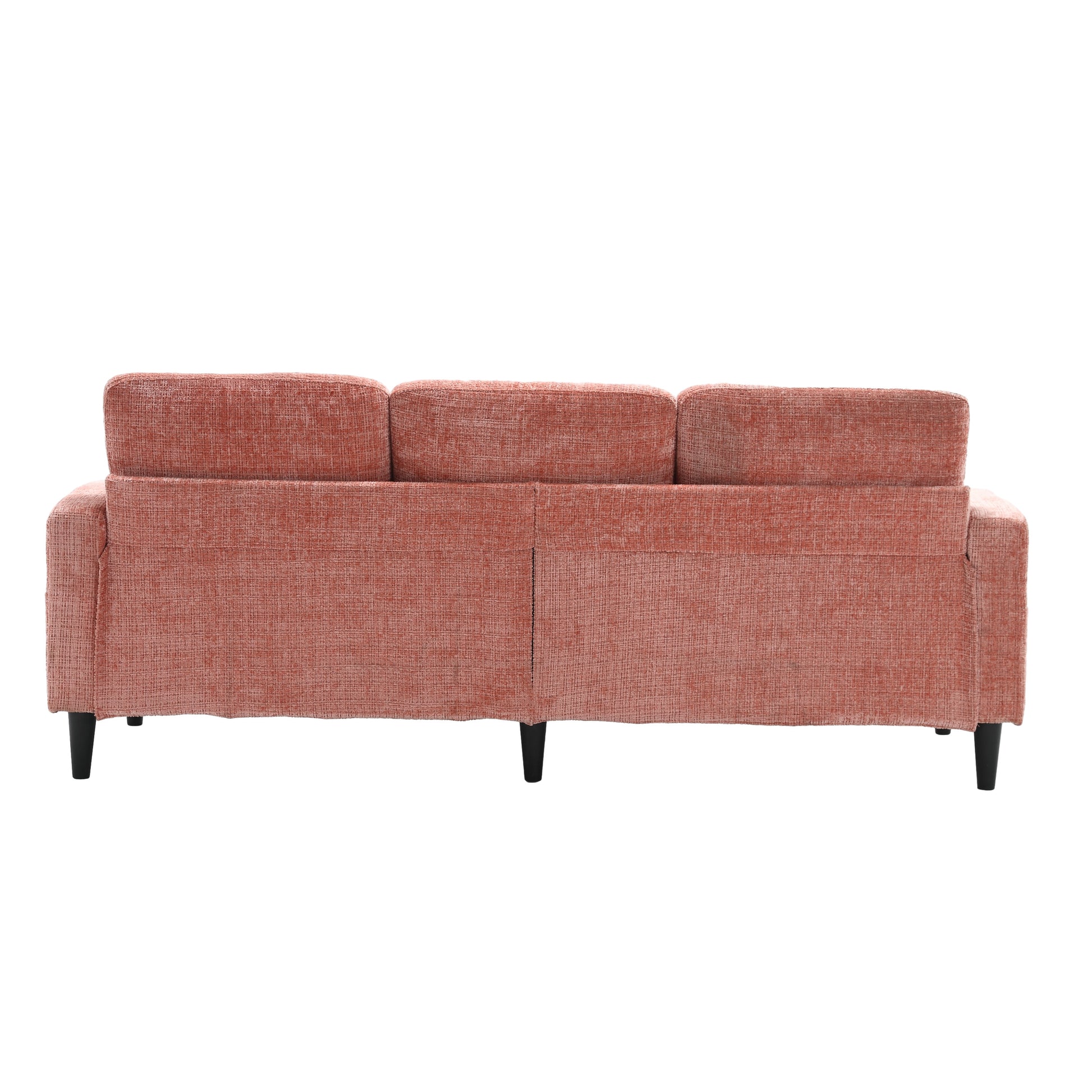 United We Win Sofa For Three, Solid Wood Frame, Chenille Fabric, Side Pocket, With Two Cup Holders, Footstool With Storagestorage Sofa Living Room Sofa Cozy Sectional Sofa Pink Chenille 3 Seat