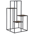 Rustic Brown And Black 4 Tier Display Shelf 4 Black Brown Primary Living Space Open Back Wood Industrial Metal