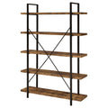 Antique Nutmeg 5 Tier Open Back Bookcase 5 Brown Standard Horizontal Office Open Back Wood Farmhouse,Rustic Wood