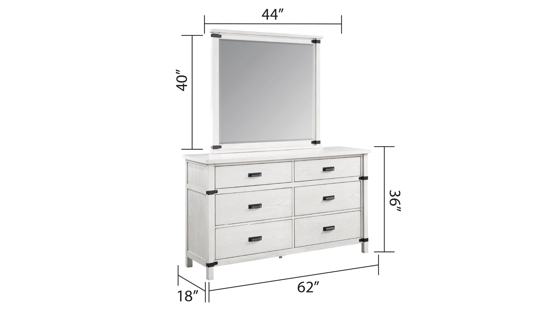 Loretta Modern Style 6 Drawer Dresser Made With Wood In Antique White Antique White White Bedroom Modern Solid Wood Mdf Wood