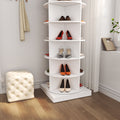 360 Rotating Shoe Cabinet 6 Layers White Melamine