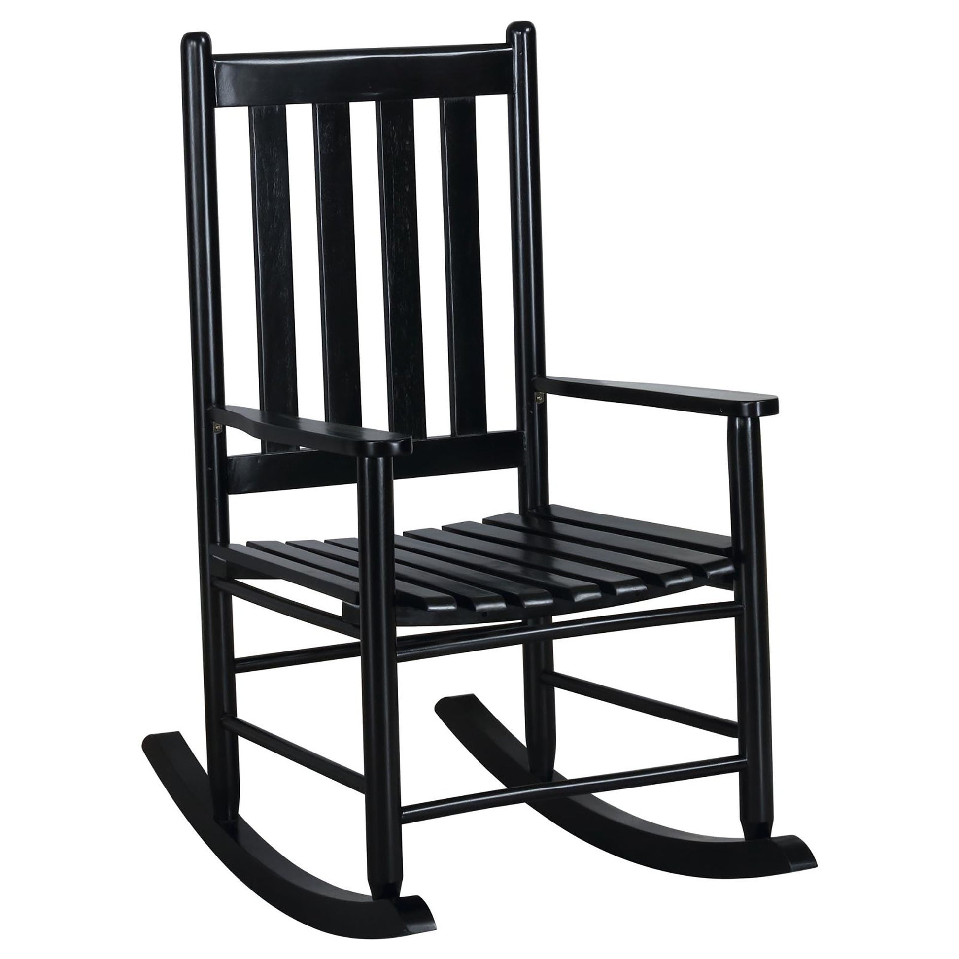 Black Slat Back Rocking Chair Black Primary Living Space Traditional Rocking Chairs Acacia Slat Back Wood