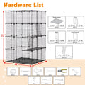 3 Tier Wire Cat Cage, Large Kennels Playpen With 3 Platforms, 3 Ramp Ladders And 4 Doors, Black Black Metal