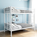 Bunk Bed Twin Over Twin Size With Ladder And High Guardrail, Able To Split, Metal Bunk Bed, Storage Space, Noise Free,White Twin White Metal Metal